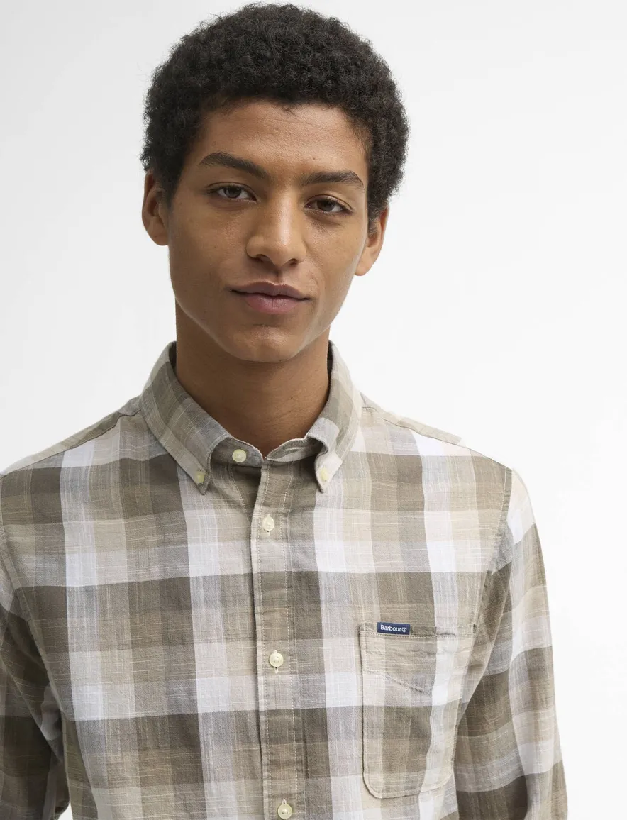 Barbour overhemd Tailored Fit bruin geruit