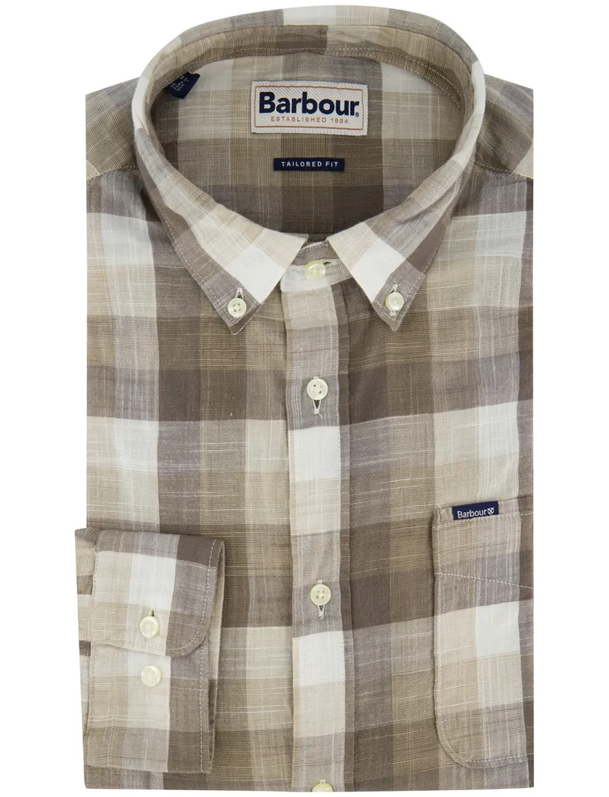 Barbour overhemd Tailored Fit bruin geruit