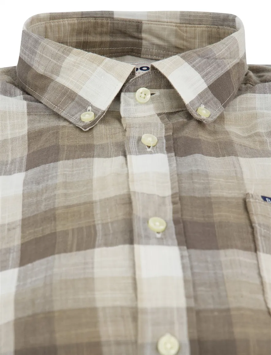 Barbour overhemd Tailored Fit bruin geruit