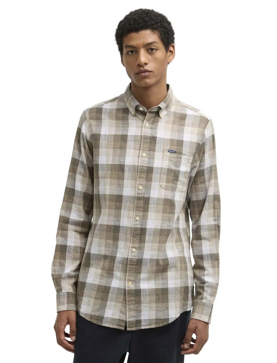 Barbour overhemd Tailored Fit bruin geruit