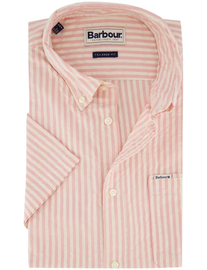 Barbour Overhemd Barbour roze wit gestreept korte mouw