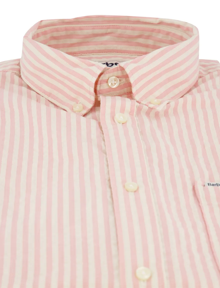 Overhemd Barbour roze wit gestreept korte mouw