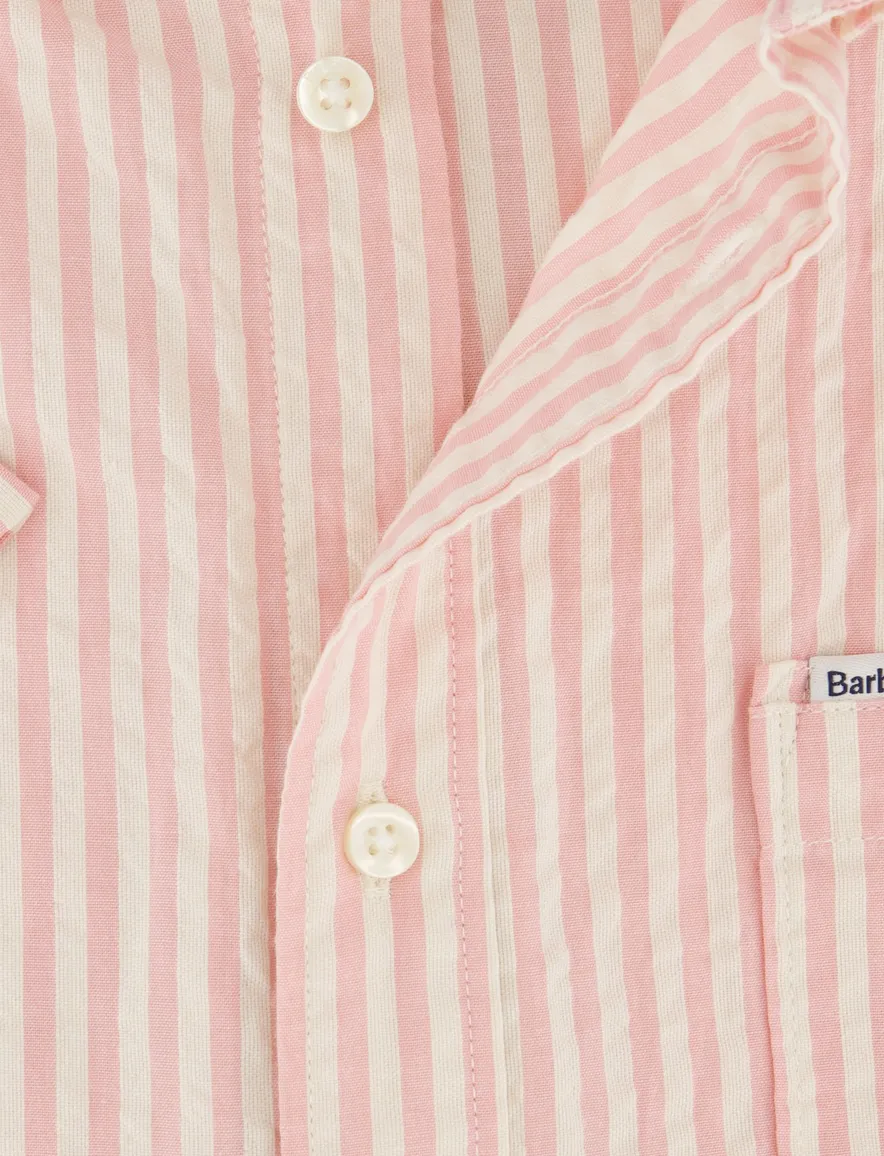 Overhemd Barbour roze wit gestreept korte mouw