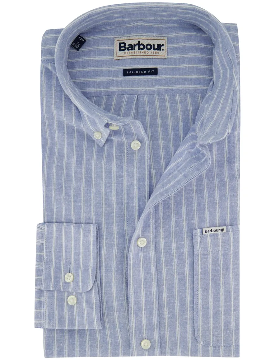 Barbour overhemd Tailored Fit blauw gestreept