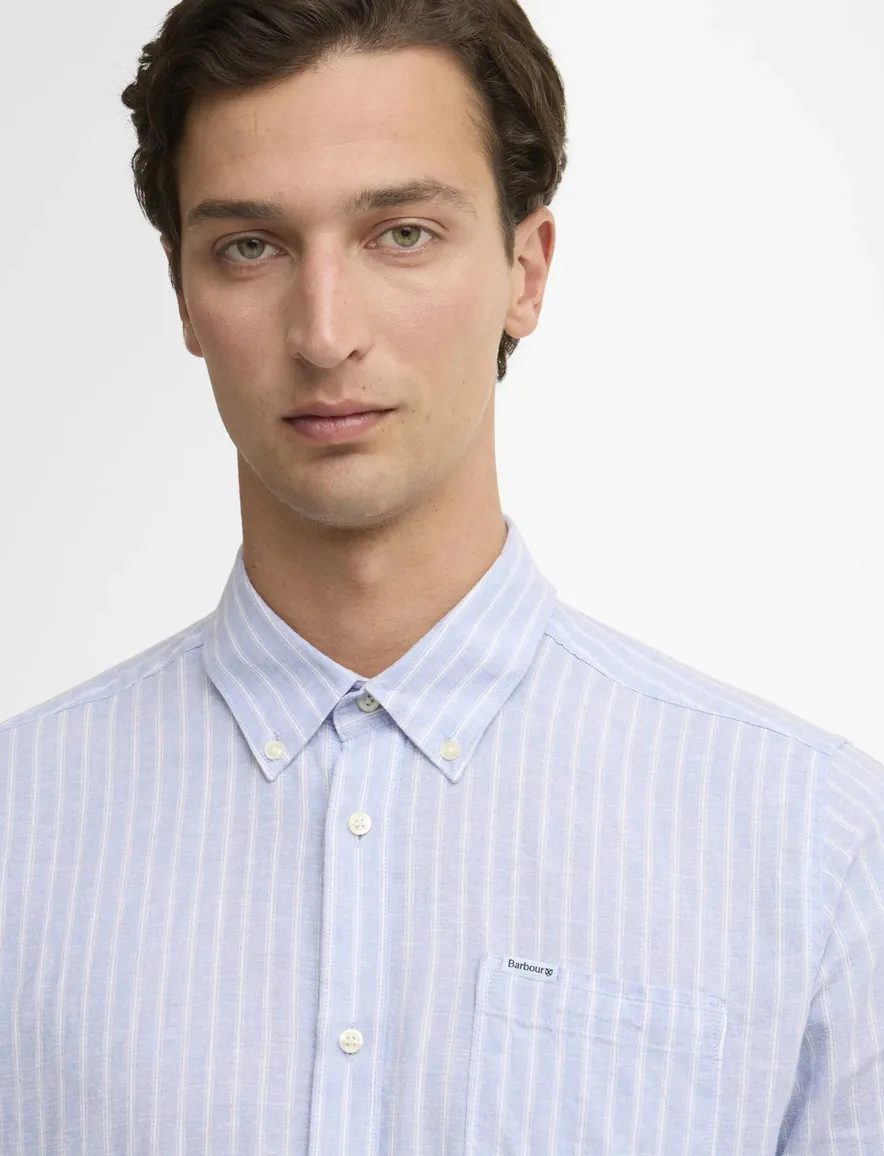 Barbour overhemd Tailored Fit blauw gestreept