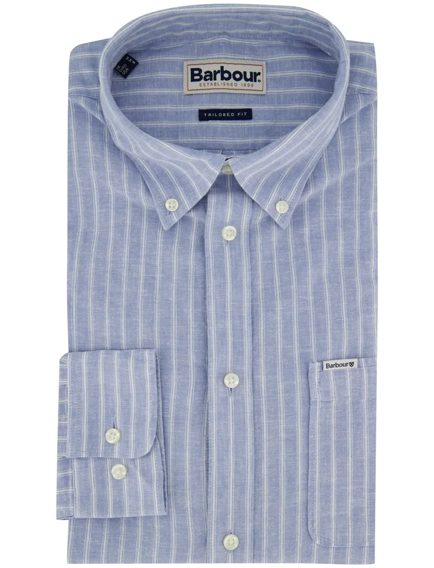 Barbour overhemd Tailored Fit blauw gestreept