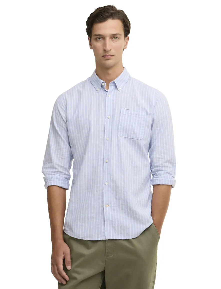 Barbour overhemd Tailored Fit blauw gestreept