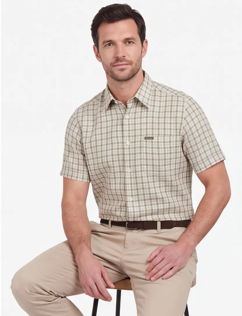 Groen Barbour overhemd Relaxed Fit met borstzak