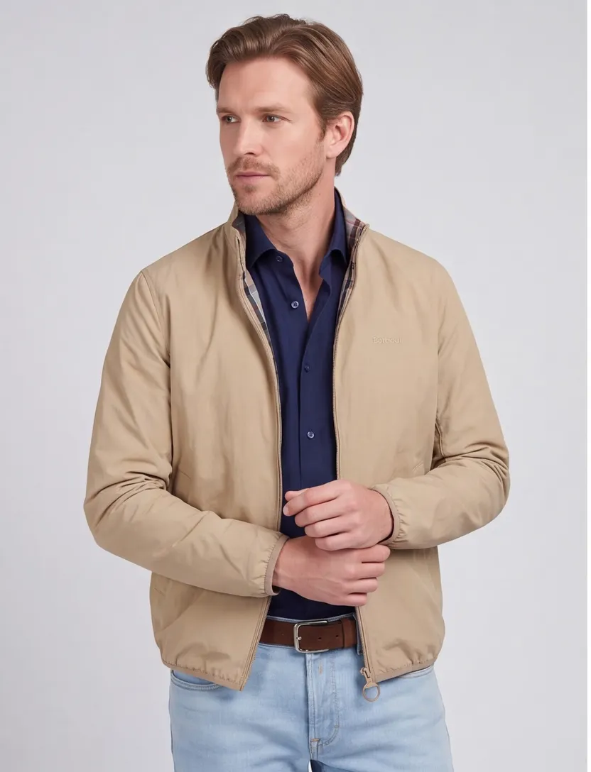 Zomerjas Barbour beige reversible waterdicht kort