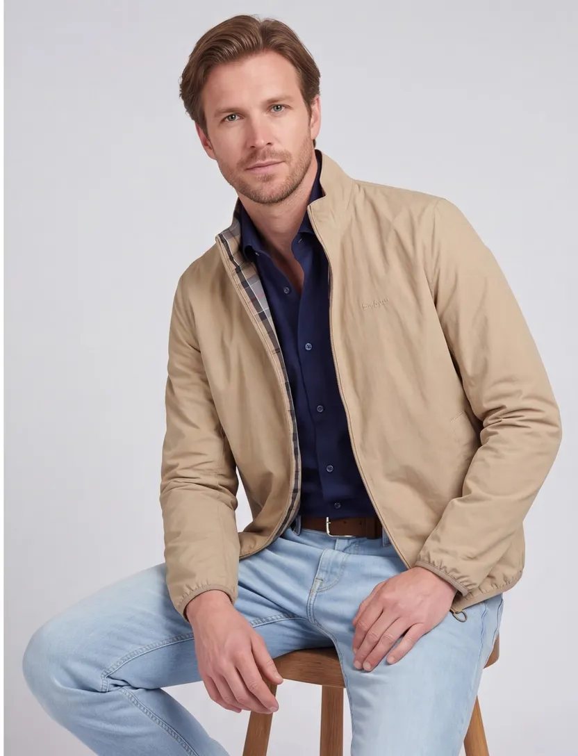 Zomerjas Barbour beige reversible waterdicht kort