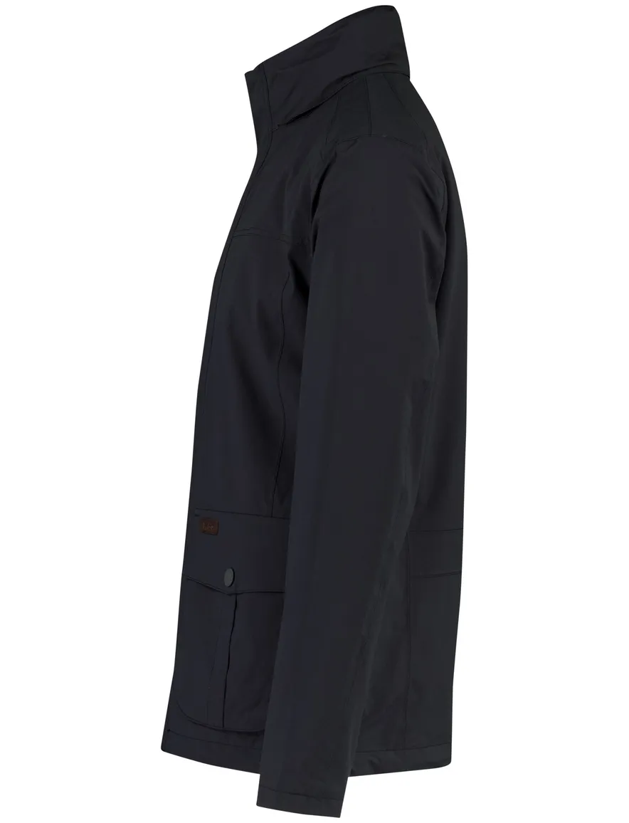 donkerblauwe Barbour zomerjas rits en knopen