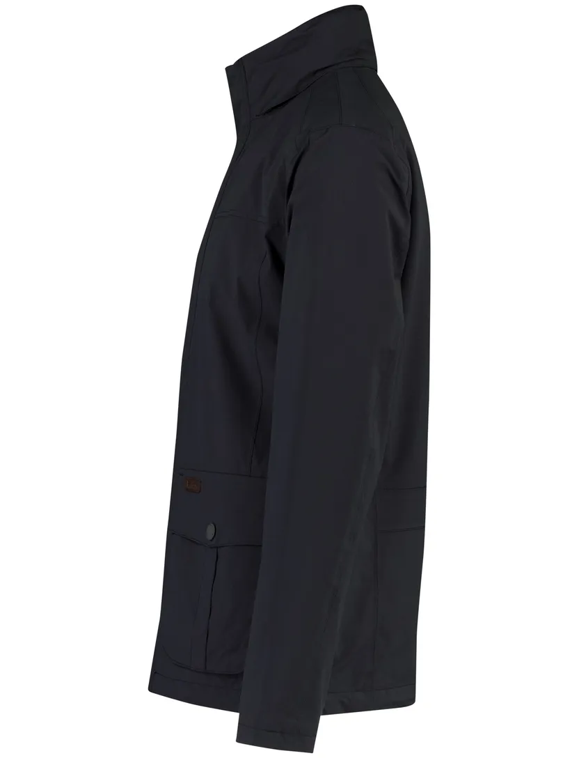 Windjack Barbour donkerblauw knopen waterafstotend capuchon