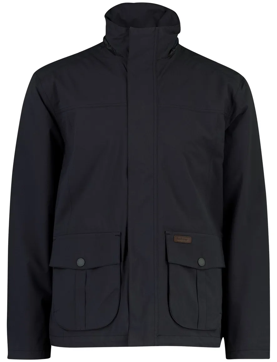 donkerblauwe Barbour zomerjas rits en knopen
