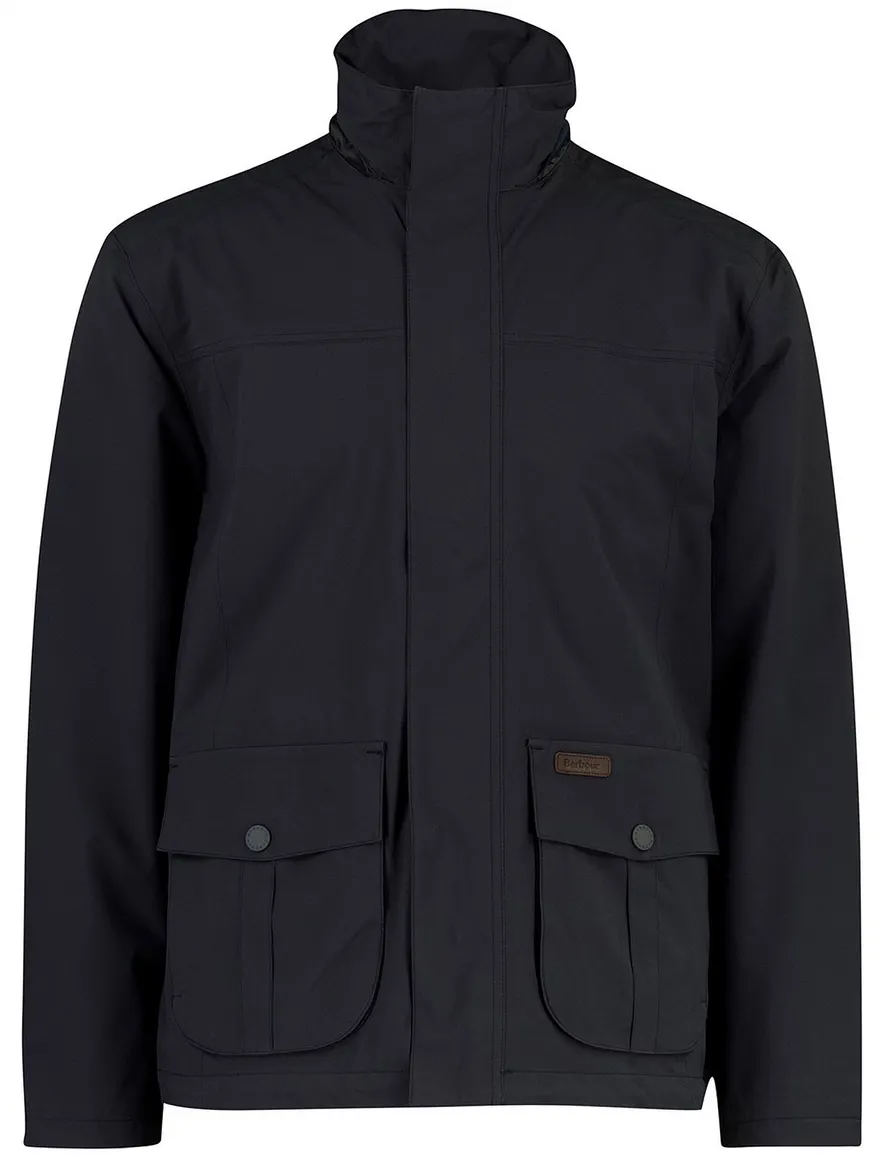 donkerblauwe Barbour zomerjas rits en knopen