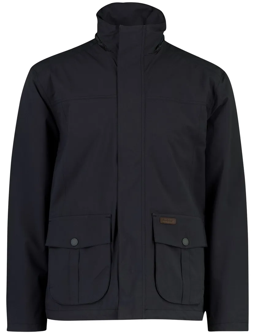 Windjack Barbour donkerblauw knopen waterafstotend capuchon