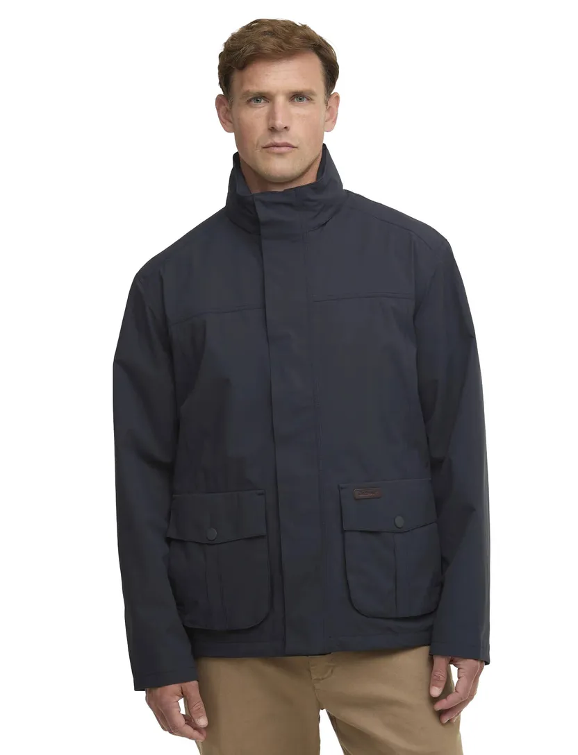 Windjack Barbour donkerblauw knopen waterafstotend capuchon
