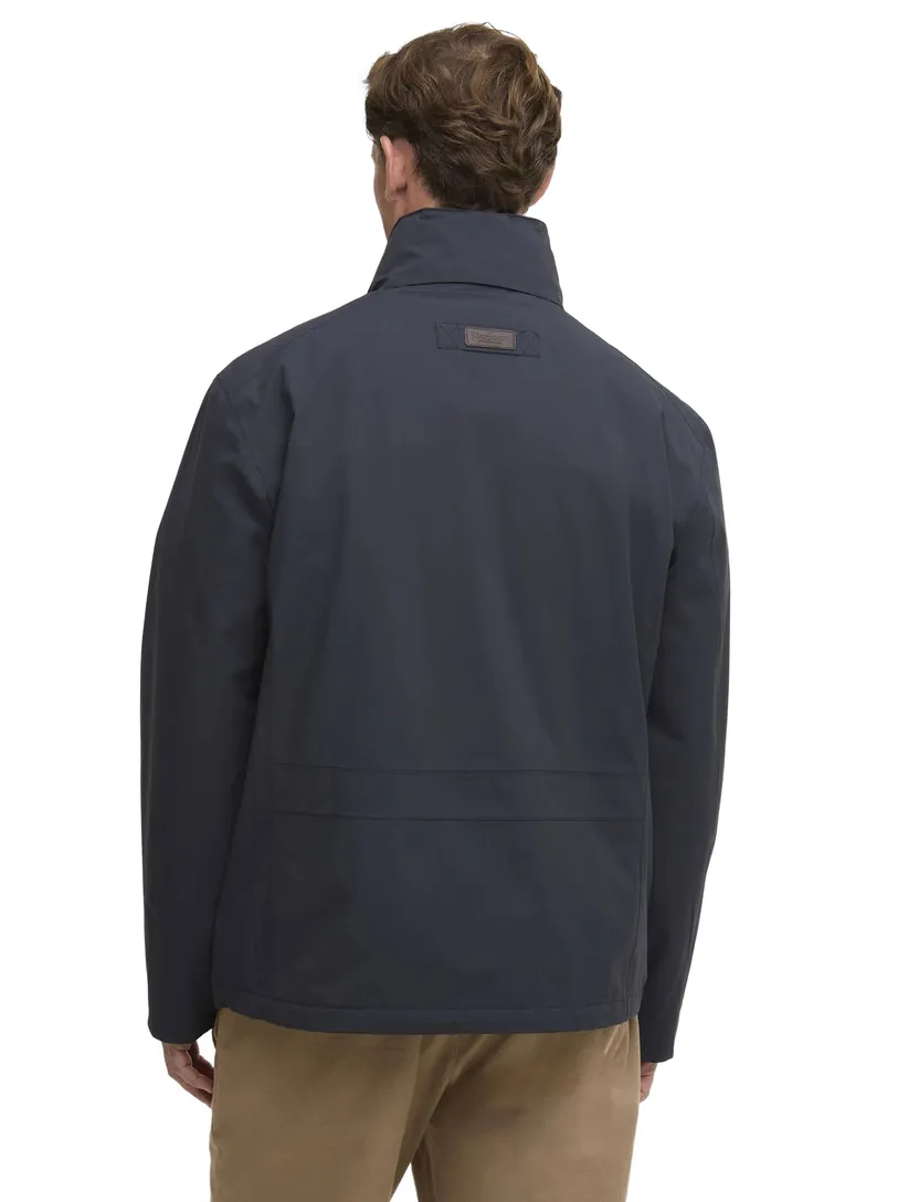 Windjack Barbour donkerblauw knopen waterafstotend capuchon