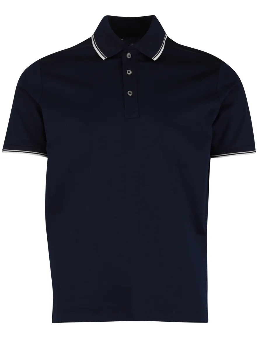 Paul & Shark Polo Donkerblauw witte streep mouw en boord