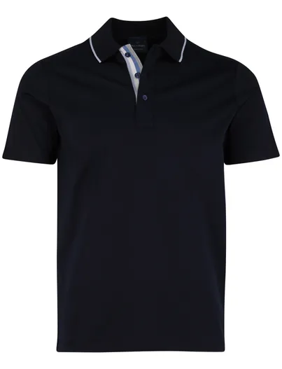 Paul & Shark Paul & Shark Polo Donkerblauw effen rand op boord
