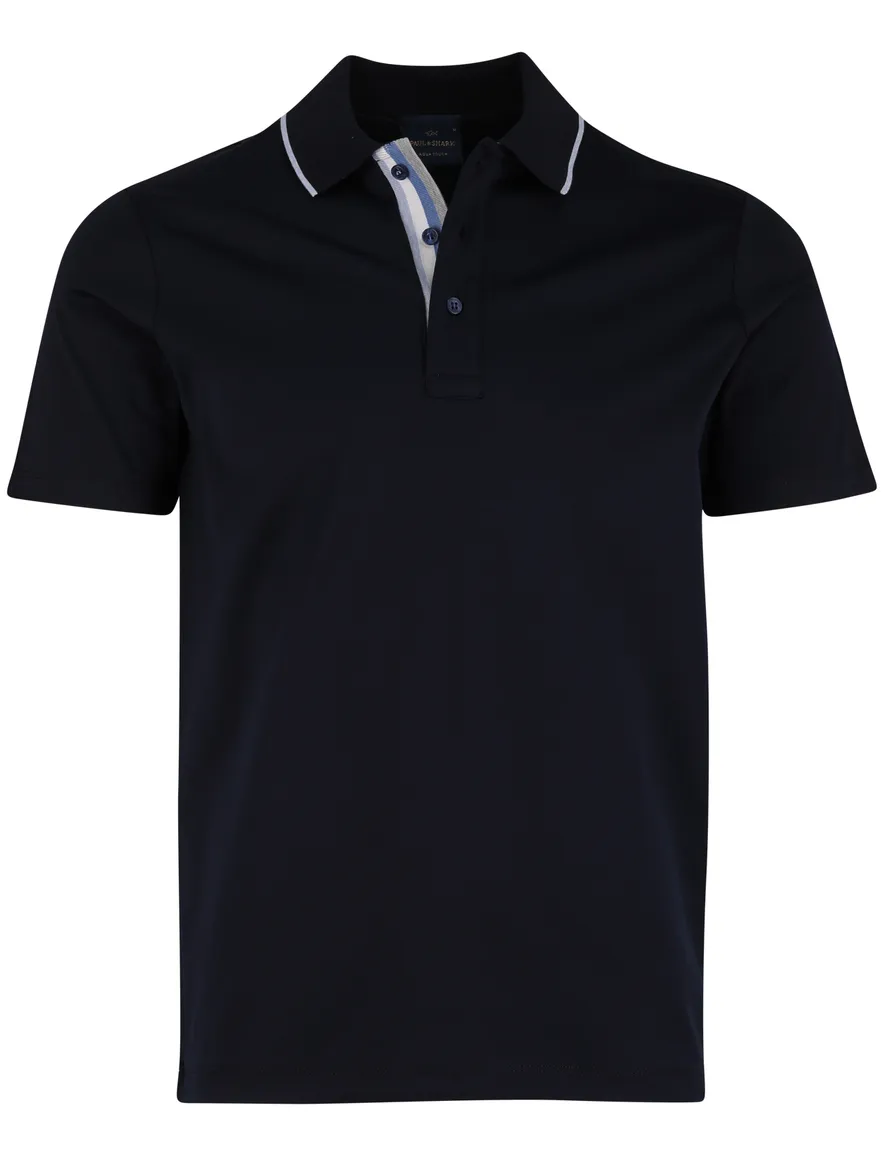 Paul & Shark Polo Donkerblauw effen rand op boord