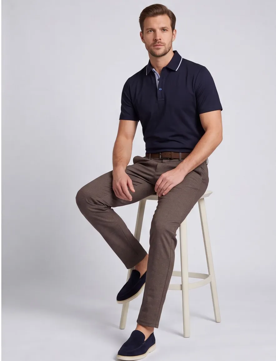Paul & Shark Polo Donkerblauw effen rand op boord