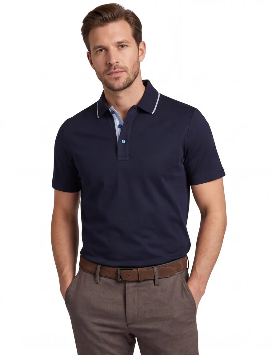 Paul & Shark Polo Donkerblauw effen rand op boord