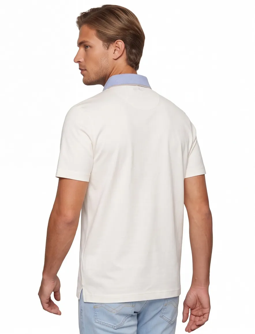 Paul & Shark Polo Creme met blauwe boord met rand