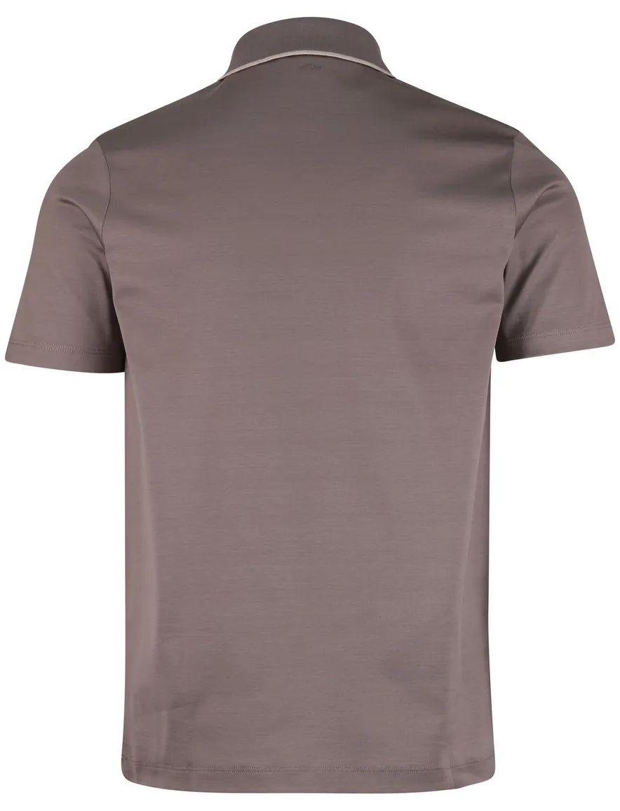 Paul & Shark Polo Bruin effen beige rand op boord