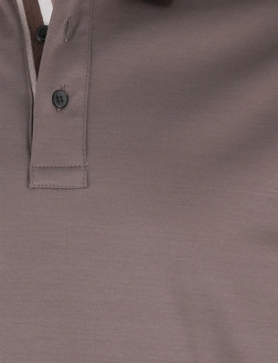 Paul & Shark Polo Bruin effen beige rand op boord