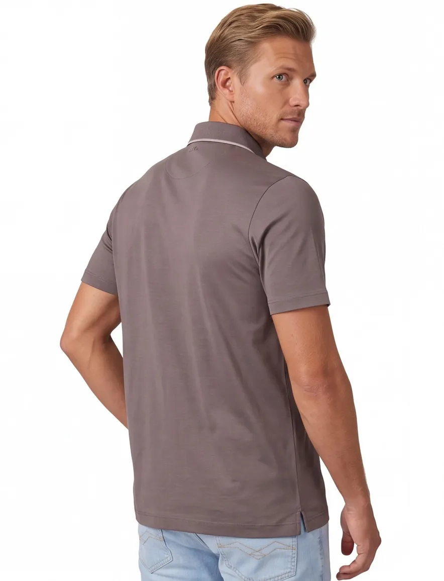 Paul & Shark Polo Bruin effen beige rand op boord