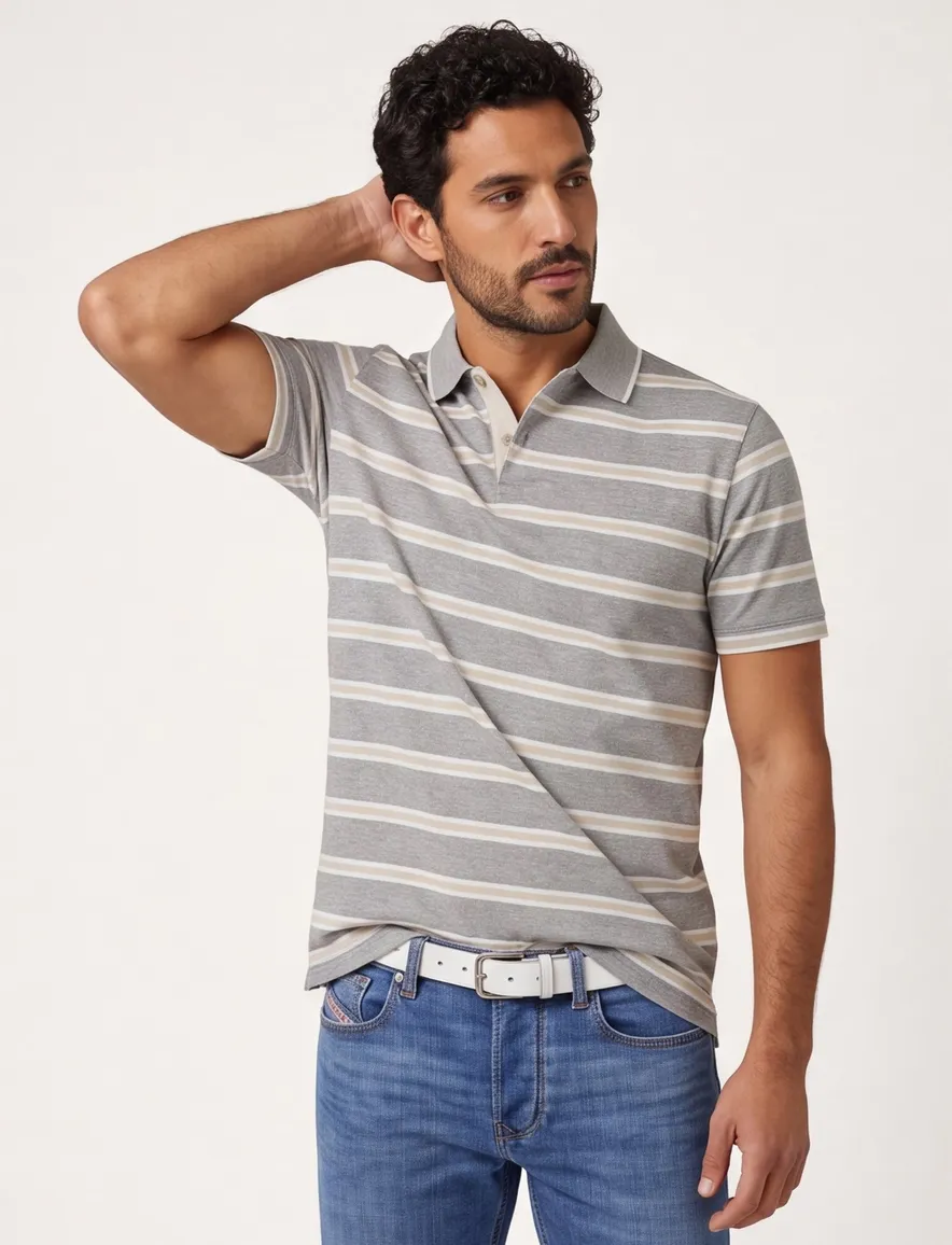 Paul & Shark gestreepte poloshirt grijs