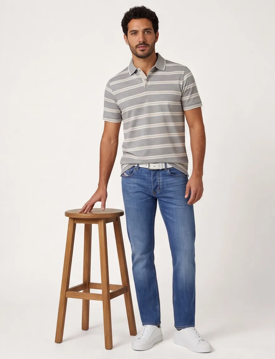 Paul & Shark gestreepte poloshirt grijs