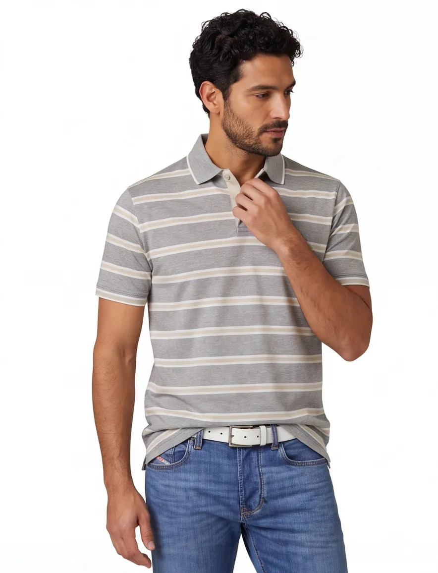 Paul & Shark gestreepte poloshirt grijs