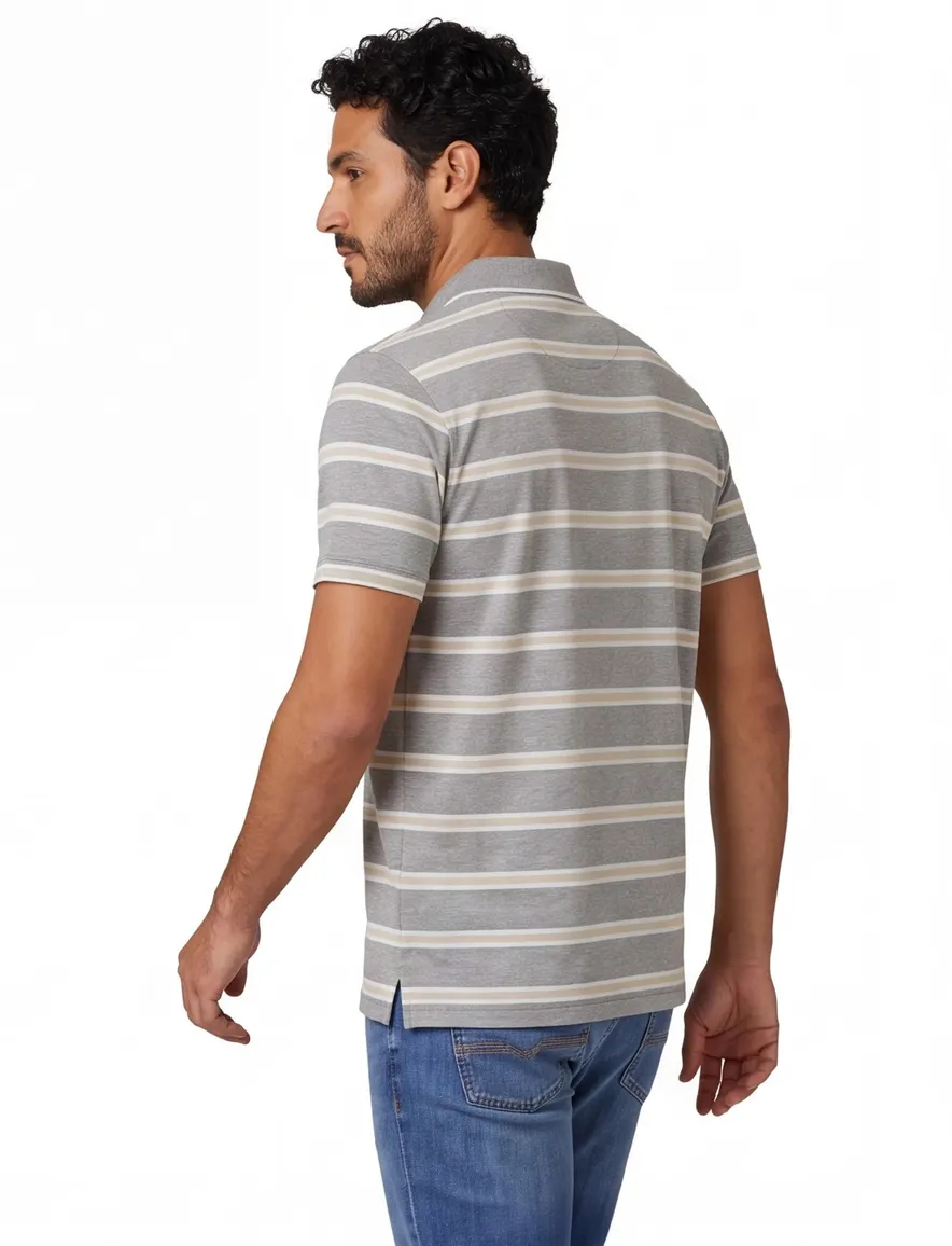 Paul & Shark gestreepte poloshirt grijs