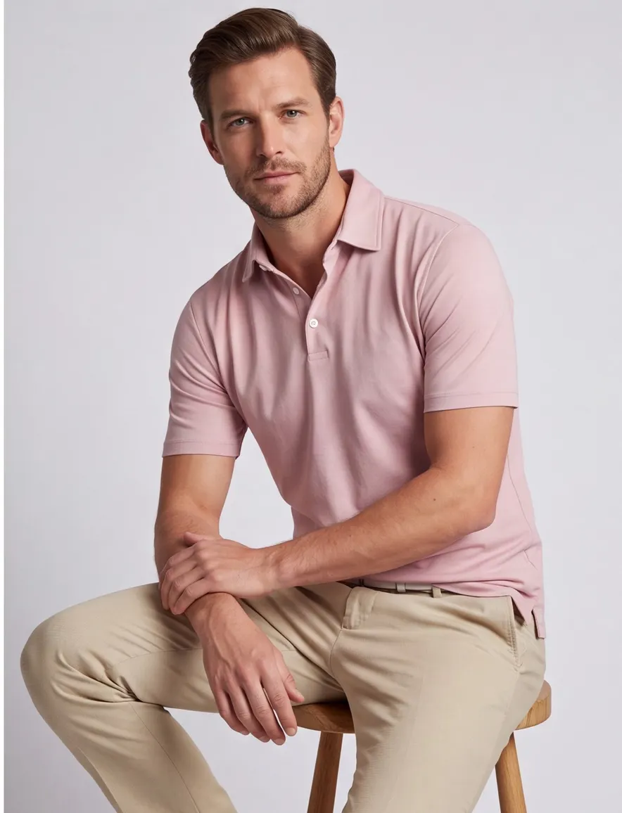 Paul & Shark poloshirt roze effen wijde fit