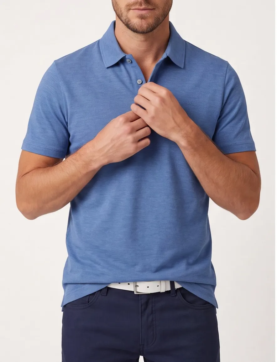 Paul & Shark Polo Blauw gemeleerd katoen