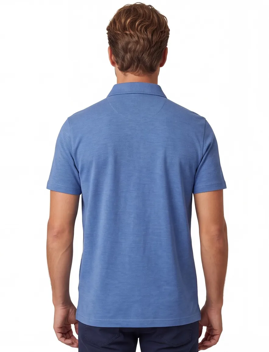 Paul & Shark Polo Blauw gemeleerd katoen
