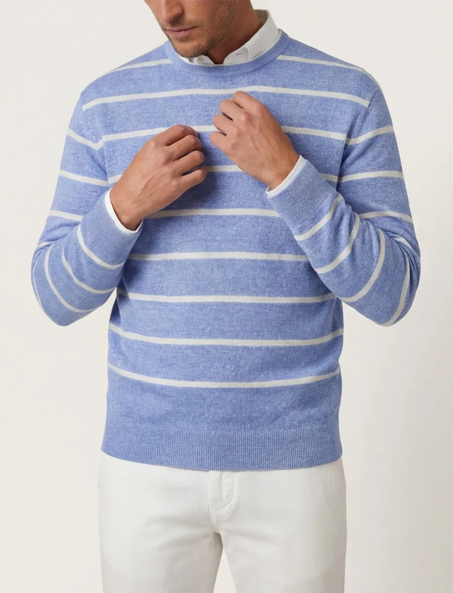 Trui Paul & Shark blauw met witte strepen linnen