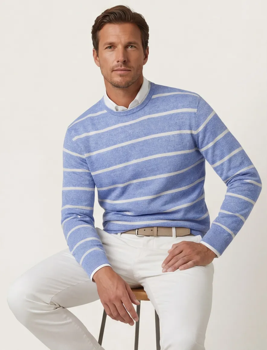 Trui Paul & Shark blauw met witte strepen linnen