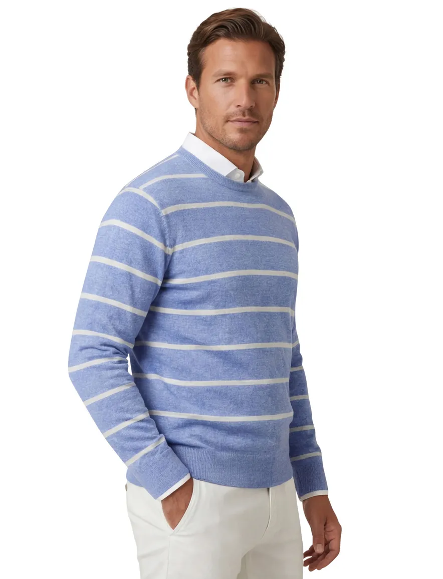 Trui Paul & Shark blauw met witte strepen linnen