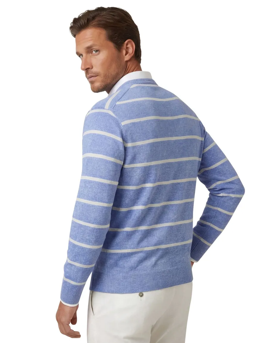 Trui Paul & Shark blauw met witte strepen linnen
