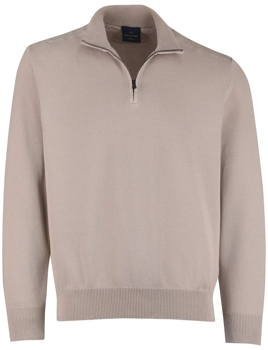 Beige half zip trui Paul & Shark gebreid katoen