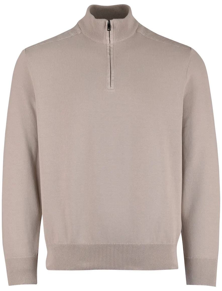 Beige half zip trui Paul & Shark gebreid katoen