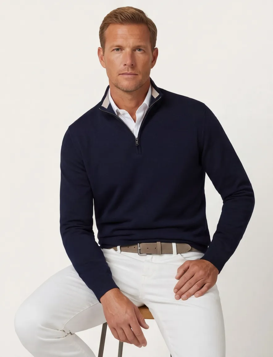 Navy half zip trui Paul & Shark