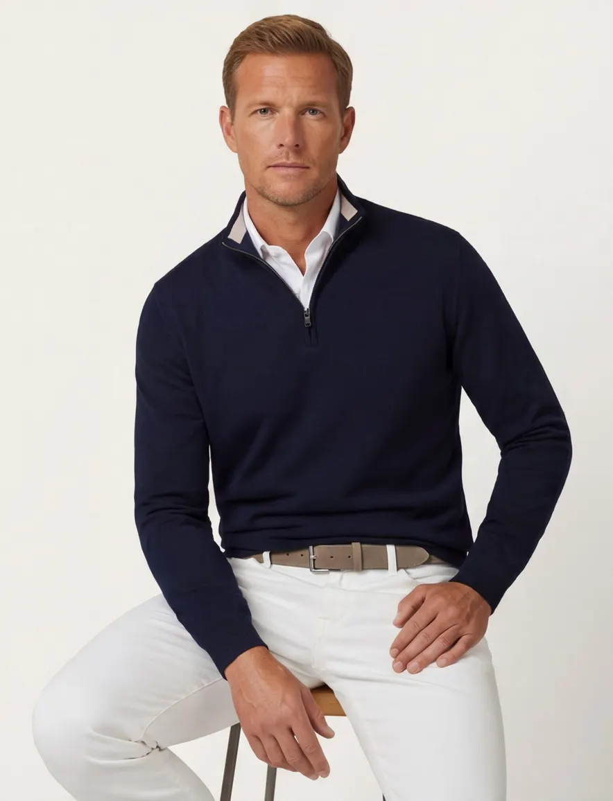 Navy half zip trui Paul & Shark