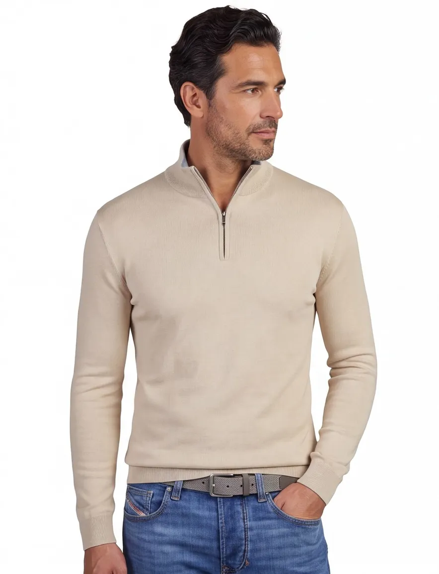 Trui Paul & Shark beige wijde fit katoen