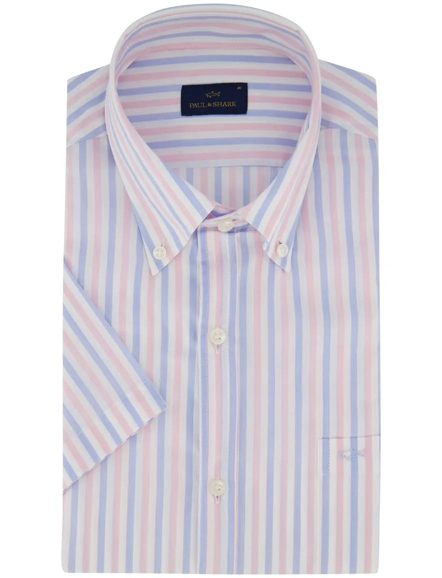 Paul & Shark overhemd roze en blauwe gestreept