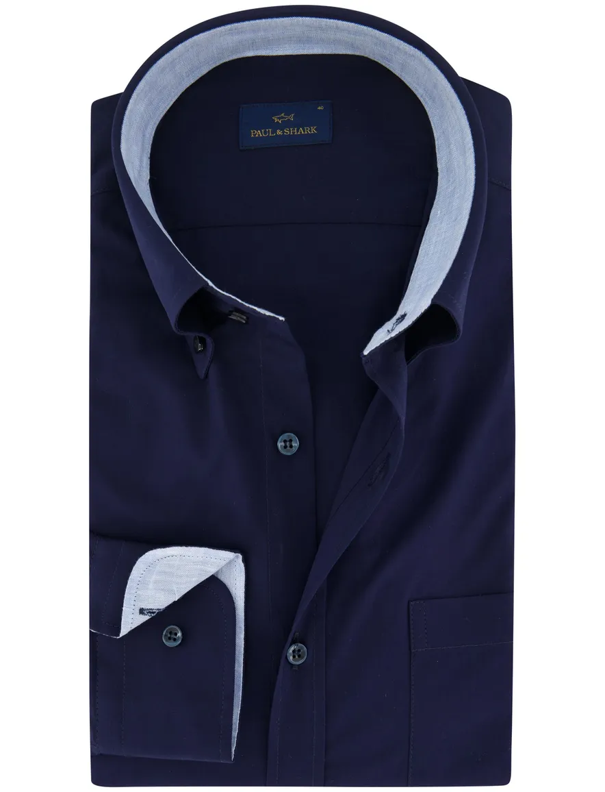 Paul & Shark overhemd donkerblauw blauwe knopen
