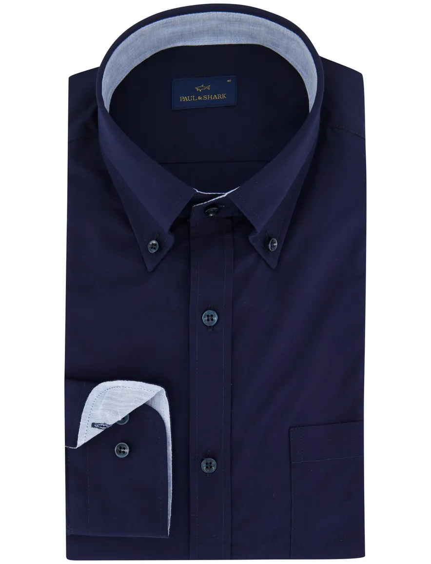 Paul & Shark overhemd donkerblauw blauwe knopen