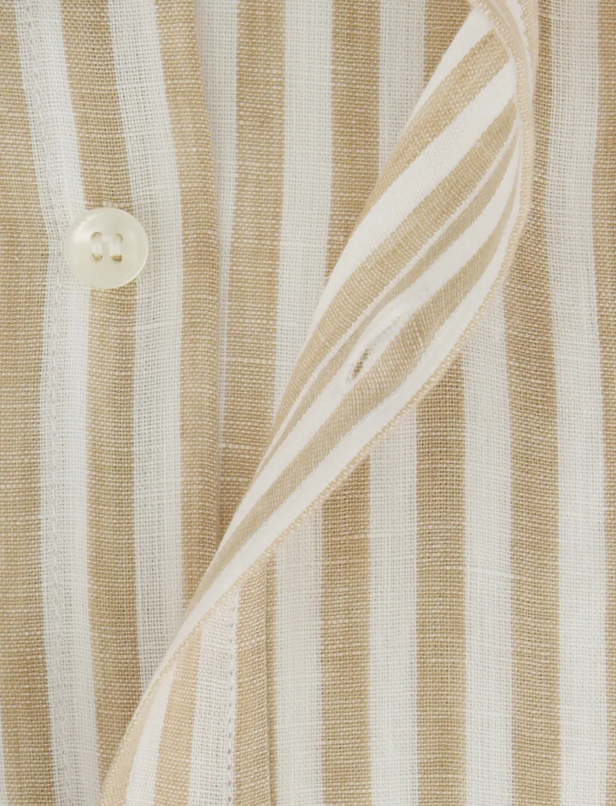 Beige gestreept overhemd Paul & Shark borstzak linnen